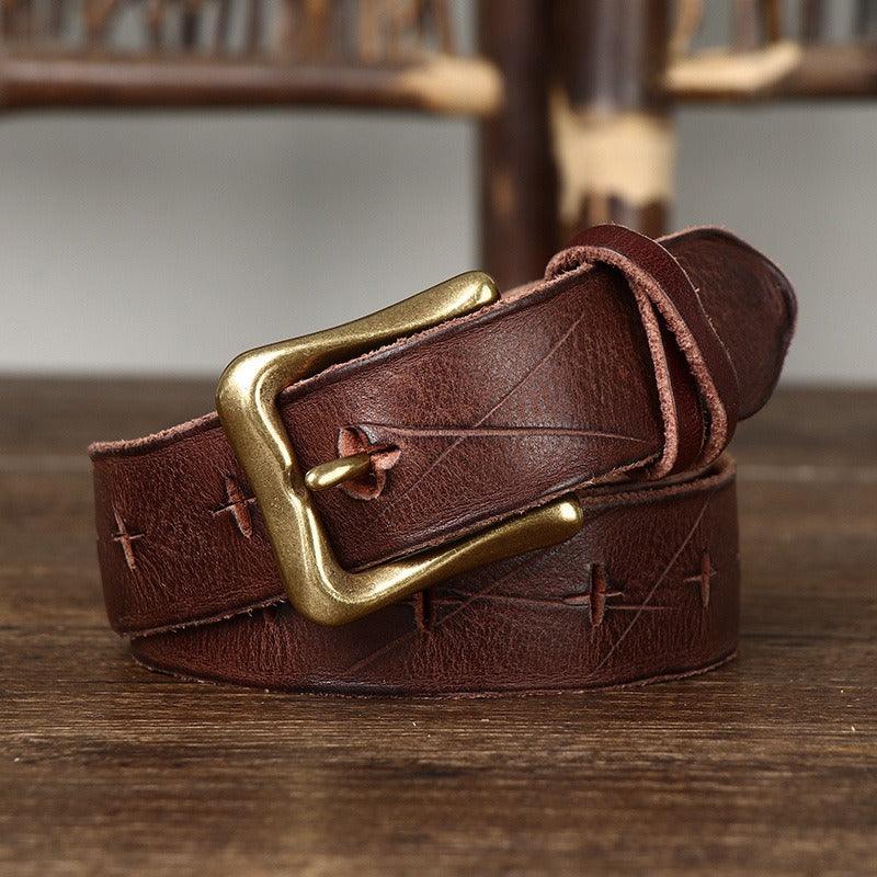 Leather Belt For Women With An Aged Effect, Aishwarya Model - Leather Purse Backpack