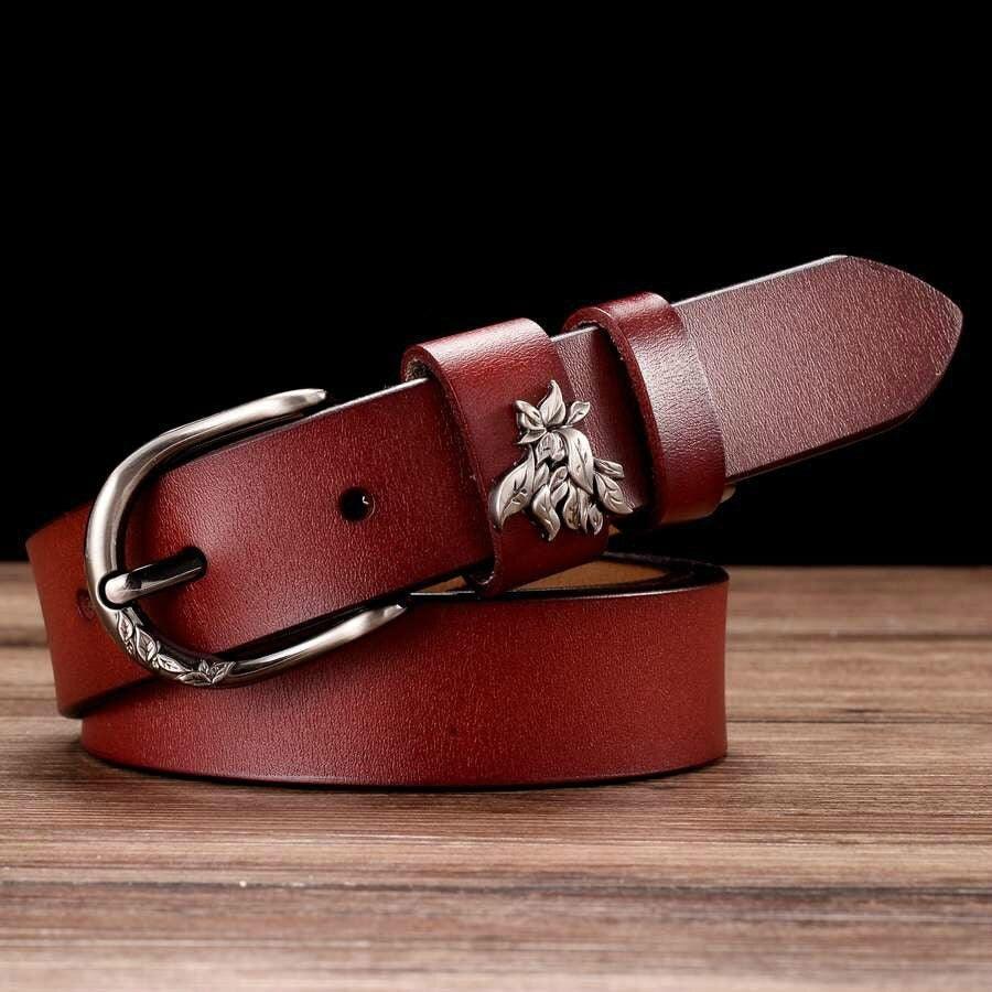 Sophisticated Leather Belt For Women, Natalia Model - Leather Purse Backpack