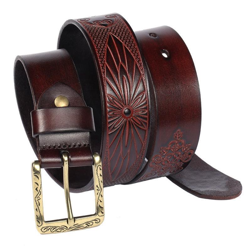 Leather Belt, Textured Bohemian Style For Women, Xioma Model - Leather Purse Backpack