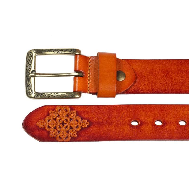Leather Belt, Textured Bohemian Style For Women, Xioma Model - Leather Purse Backpack