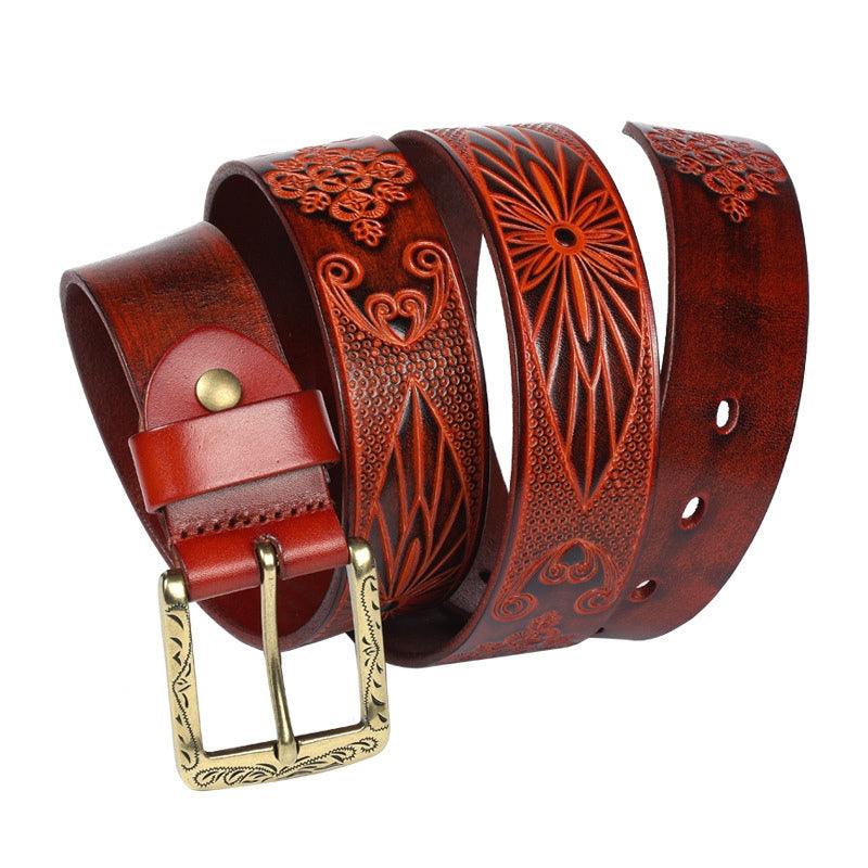 Leather Belt, Textured Bohemian Style For Women, Xioma Model - Leather Purse Backpack