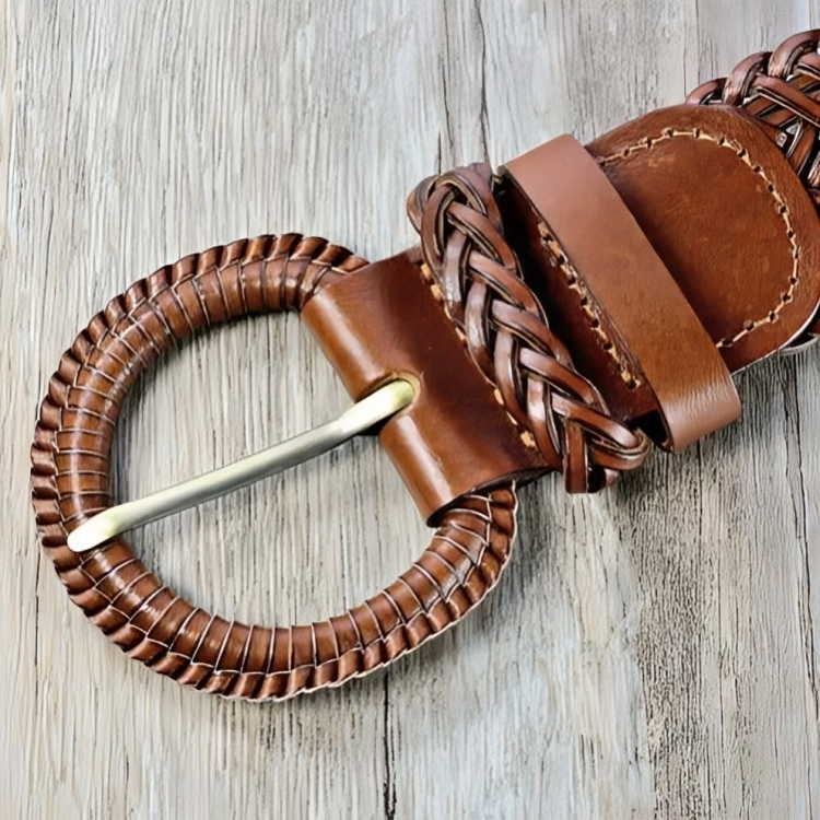 Classic Braided Leather Belt For Women, Emma Model - Leather Purse Backpack