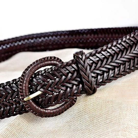 Classic Braided Leather Belt For Women, Emma Model - Leather Purse Backpack