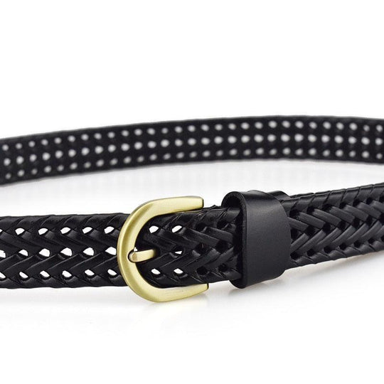 Formal Braided Leather Belt For Women, Marika Model - Leather Purse Backpack