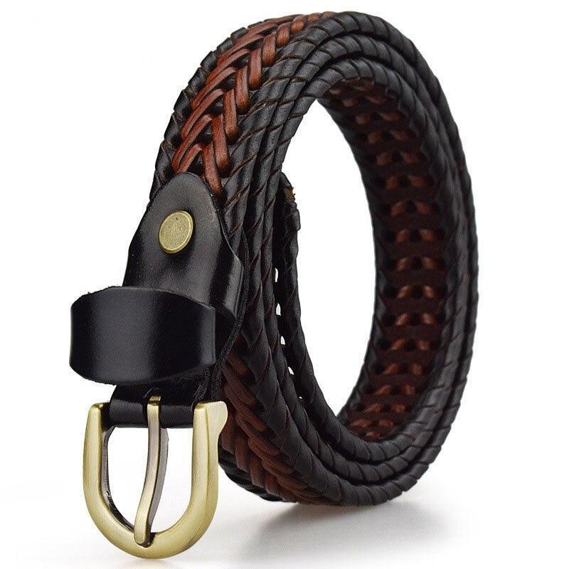Formal Braided Leather Belt For Women, Marika Model - Leather Purse Backpack