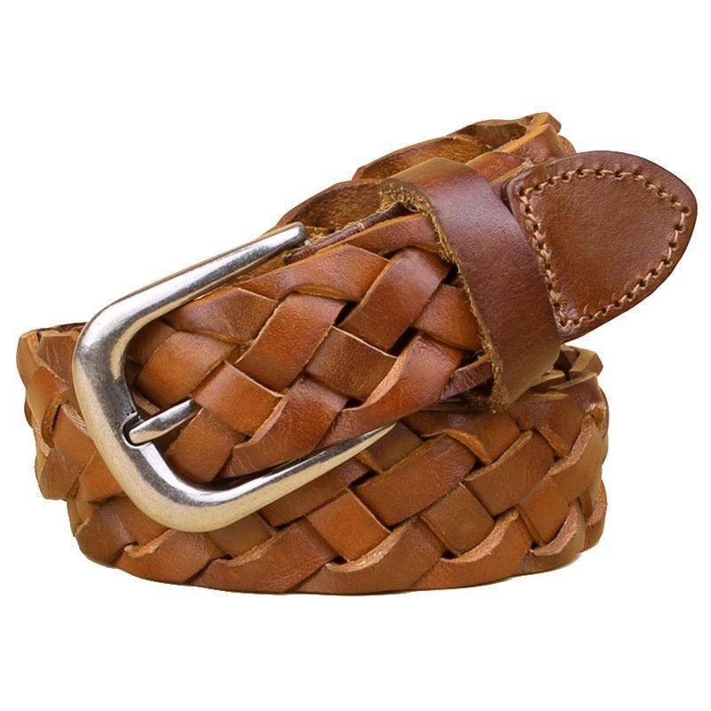 Luxury Braided Leather Belt For Women, Masui Model - Leather Purse Backpack