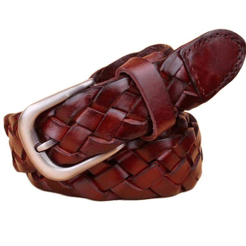 Luxury Braided Leather Belt For Women, Masui Model - Leather Purse Backpack