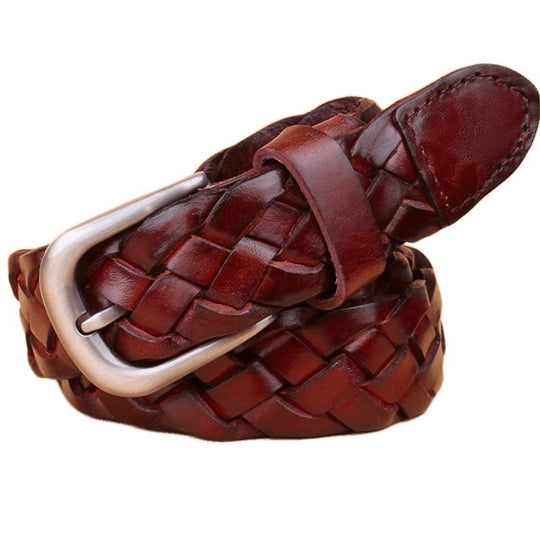 Luxury Braided Leather Belt For Women, Masui Model - Leather Purse Backpack