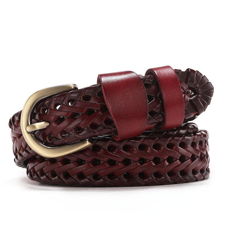 Durable Braided Leather Belt For Women, Mariam Model - Leather Purse Backpack