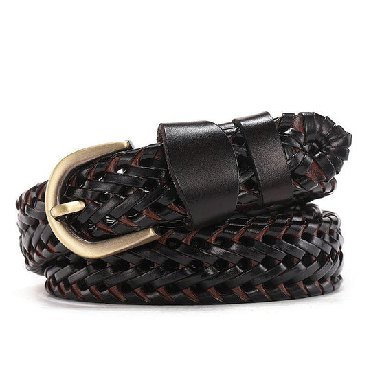 Durable Braided Leather Belt For Women, Mariam Model - Leather Purse Backpack