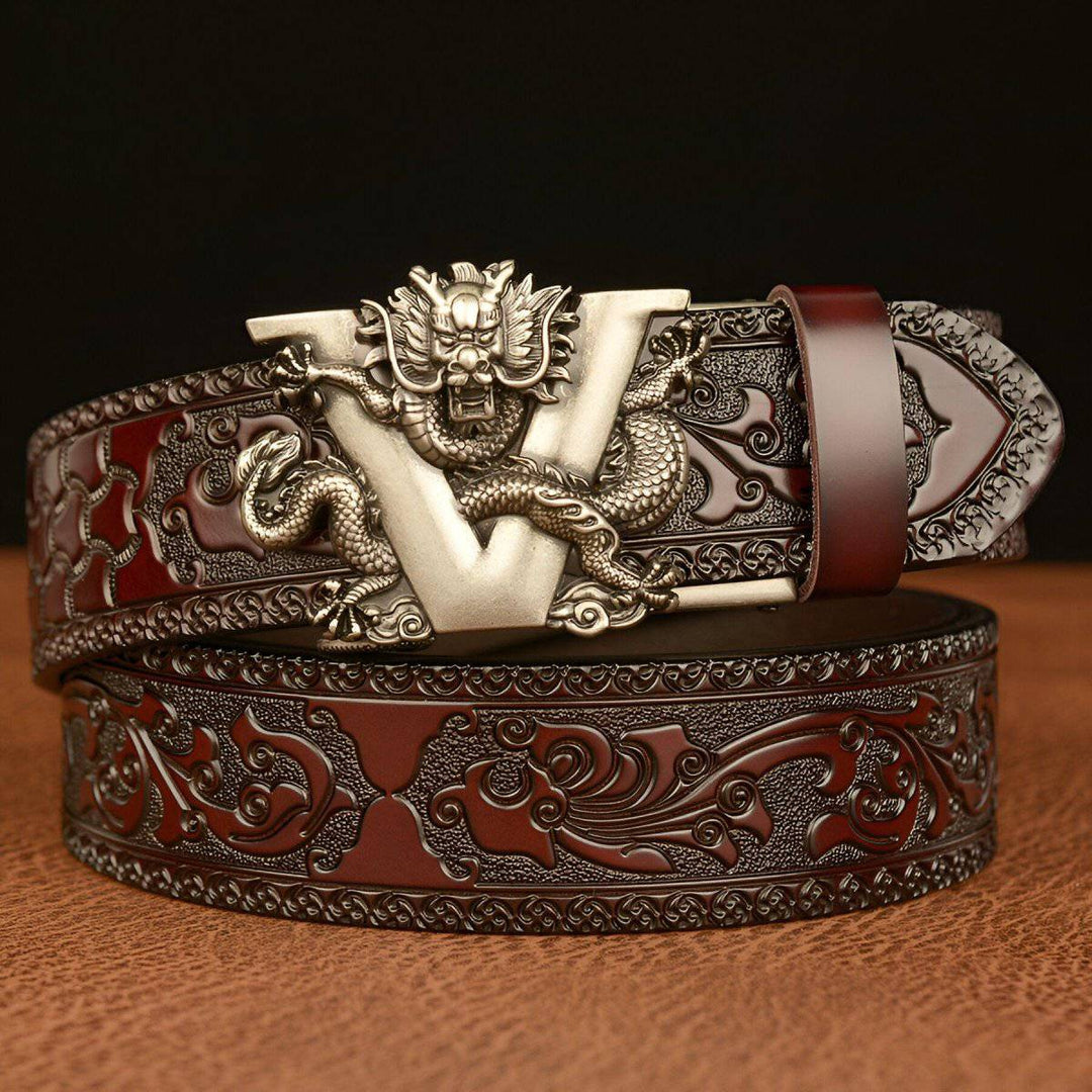 Esprit Animal Belt With Dragon and Letter V Pattern, Zishan Model - Leather Purse Backpack