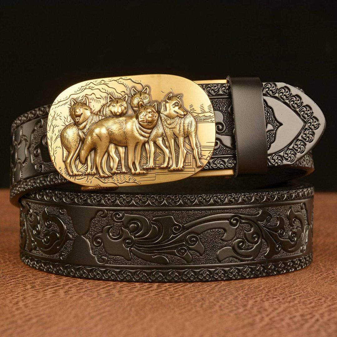 Esprit Animal Belt With Wolf Pack Pattern, Scott Model - Leather Purse Backpack