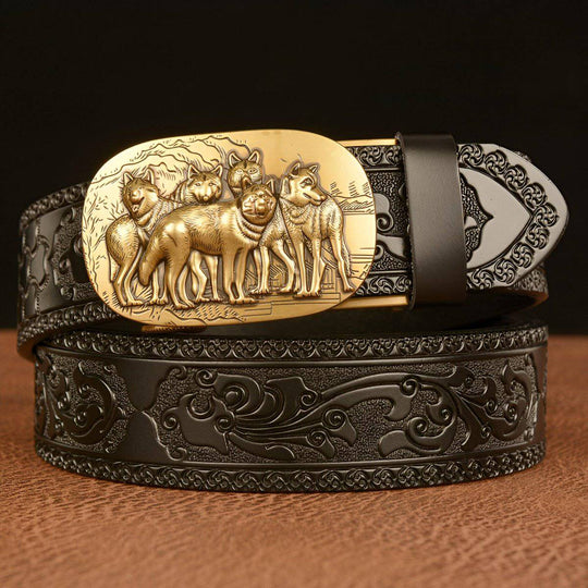 Esprit Animal Belt With Wolf Pack Pattern, Scott Model - Leather Purse Backpack