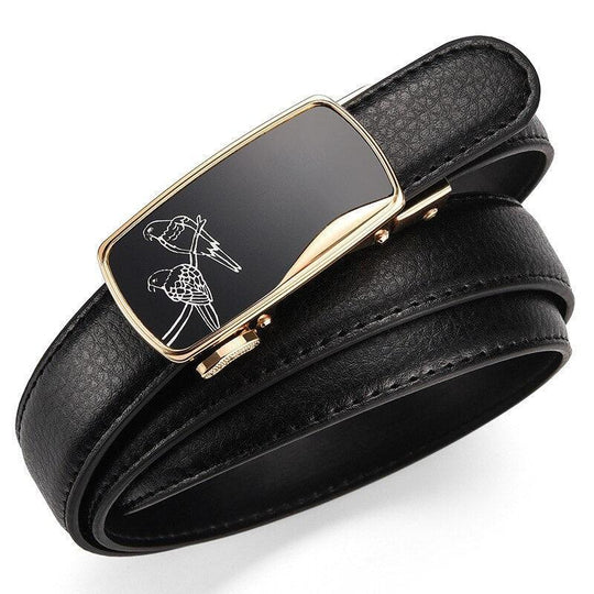 Women's Belt With Gold Automatic Buckle, Grigol Model - Leather Purse Backpack