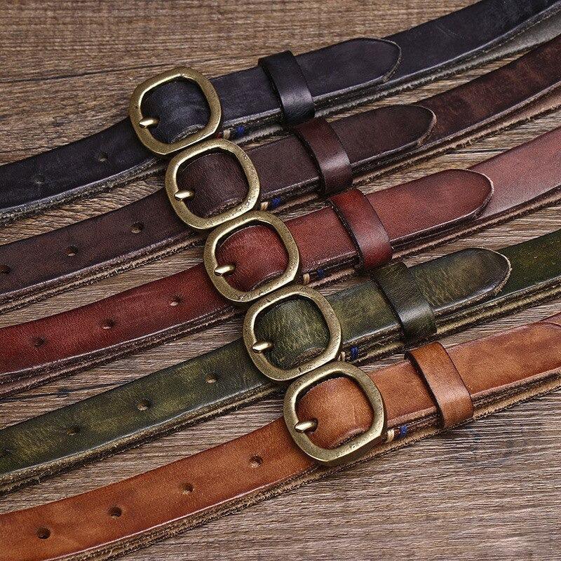 Sophisticated Thin Leather Belt For Women, Arria Model - Leather Purse Backpack