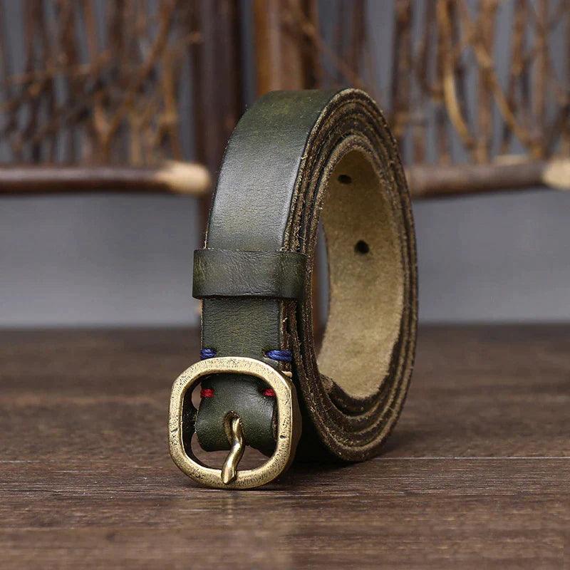 Sophisticated Thin Leather Belt For Women, Arria Model - Leather Purse Backpack