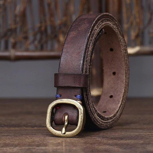 Sophisticated Thin Leather Belt For Women, Arria Model - Leather Purse Backpack