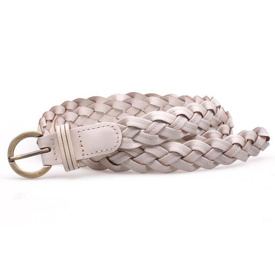 Thin Braided Leather Belt For Women, Jeanett Model - Leather Purse Backpack