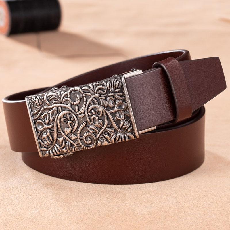 Retro Western Leather Belt For Women, Gesupo Model - Leather Purse Backpack
