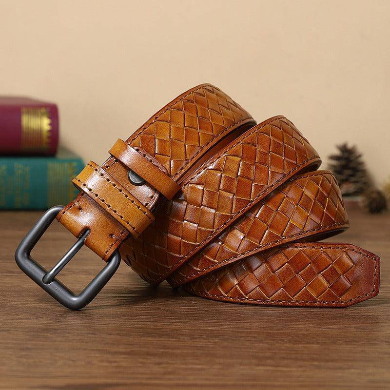 Casual Braided Leather Belt, Anatol Model For Men - Leather Purse Backpack