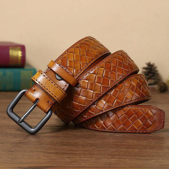 Casual Braided Leather Belt, Anatol Model For Men - Leather Purse Backpack