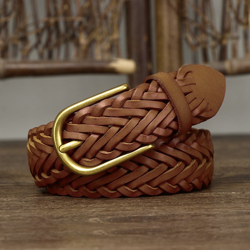 Elegant Braided Leather Belt For Women, Halina Model - Leather Purse Backpack