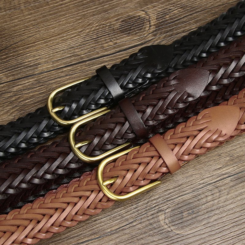 Elegant Braided Leather Belt For Women, Halina Model - Leather Purse Backpack