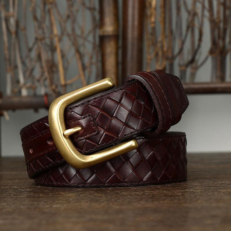 Durable Braided Leather Belt For Women, Romuald Model - Leather Purse Backpack