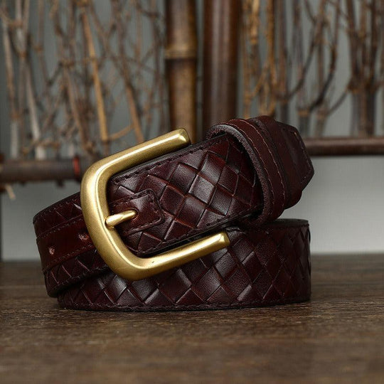 Durable Braided Leather Belt For Women, Romuald Model - Leather Purse Backpack