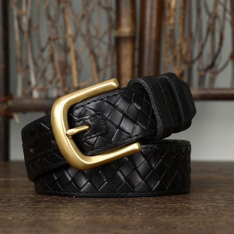 Durable Braided Leather Belt For Women, Romuald Model - Leather Purse Backpack