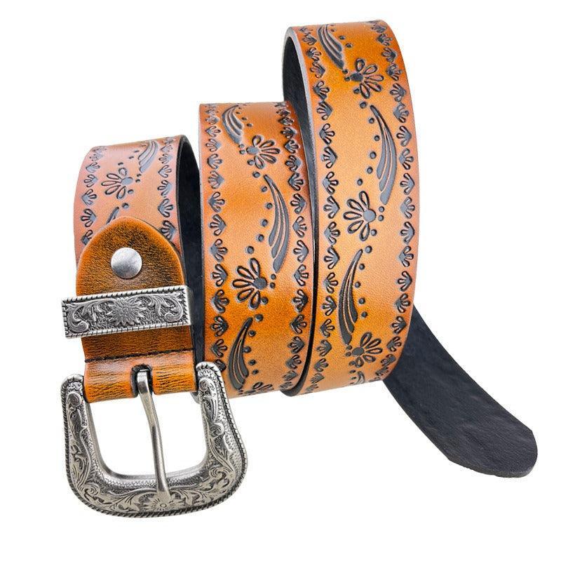 Classic Western Leather Belt For Women, Tusa Model - Leather Purse Backpack