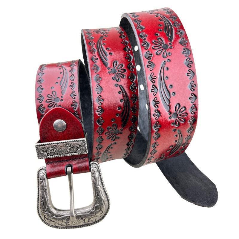 Classic Western Leather Belt For Women, Tusa Model - Leather Purse Backpack