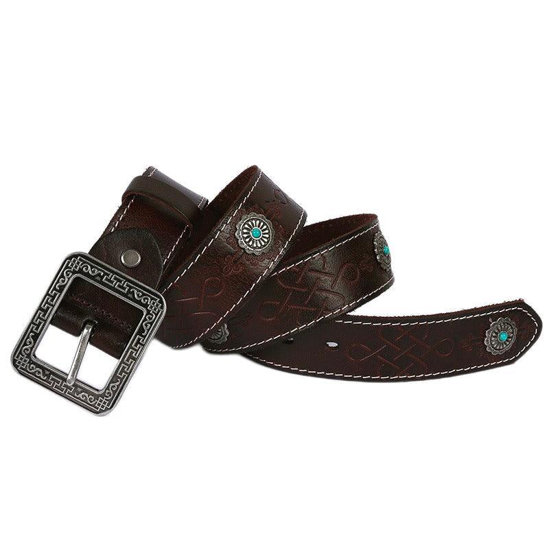 Classic Western Leather Belt For Women, Wauna Model - Leather Purse Backpack