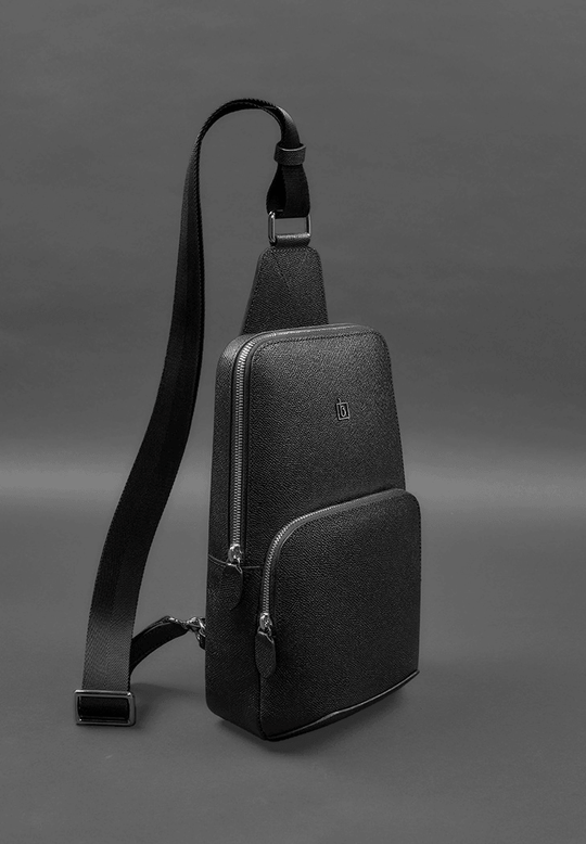 Chic Leather Sling Bag for Men – Elegant One-Shoulder Chest Pack - Leather Purse Backpack