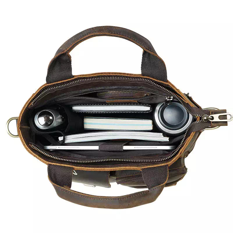 Classic brown vintage leather crossbody handbag for him