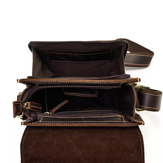 Timeless men's small leather shoulder bag in classic style