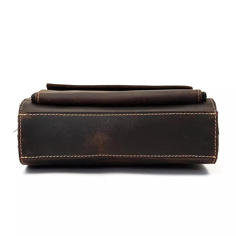 Traditional men's small leather satchel with classic charm