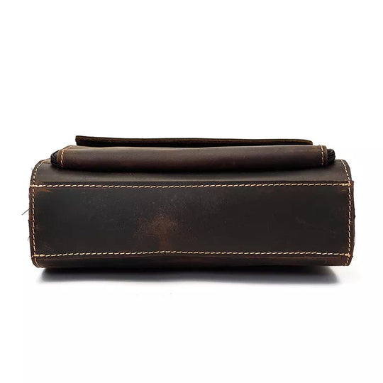 Traditional men's small leather satchel with classic charm