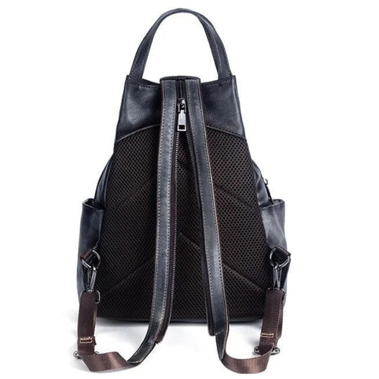 Luxury floral genuine leather backpack with large capacity