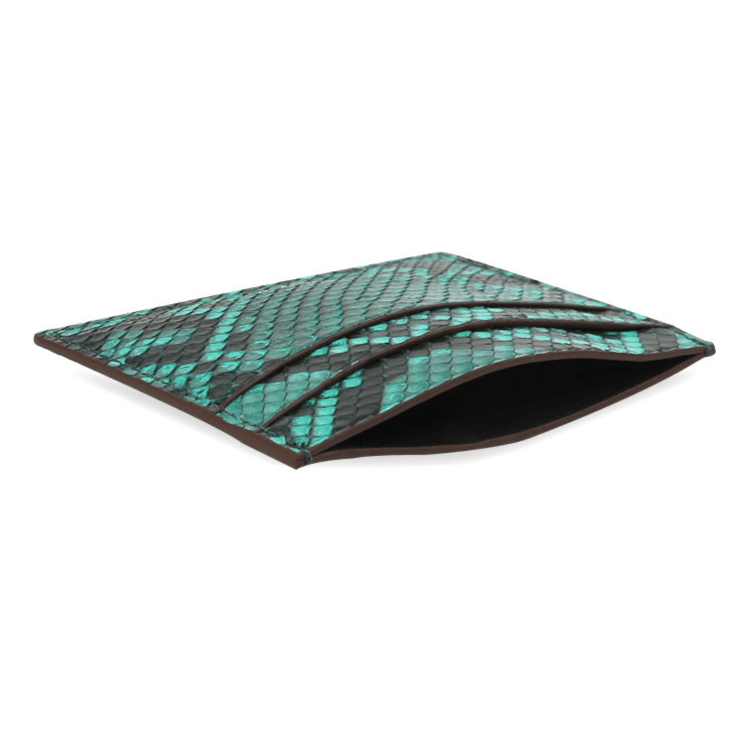 Designer Green Python Leather Card Holder - Leather Purse Backpack