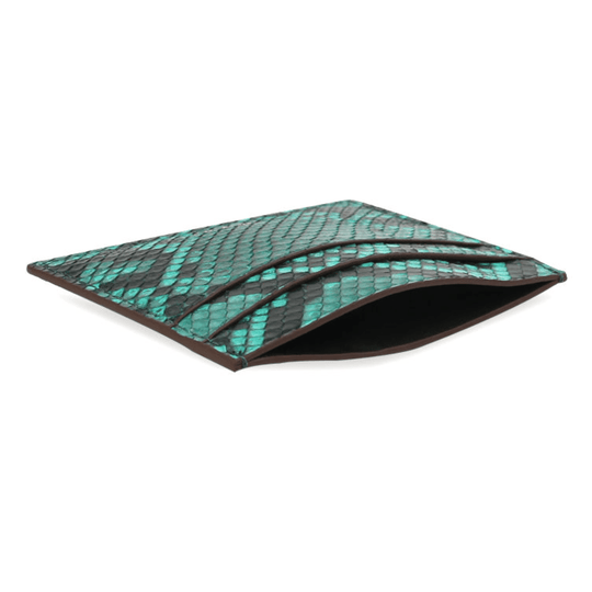 Designer Green Python Leather Card Holder - Leather Purse Backpack