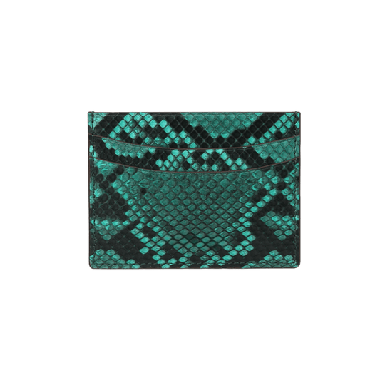 Designer Green Python Leather Card Holder - Leather Purse Backpack