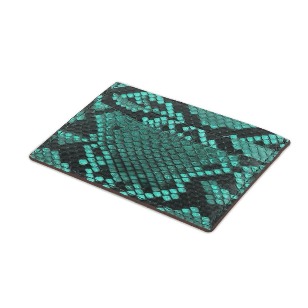 Designer Green Python Leather Card Holder - Leather Purse Backpack