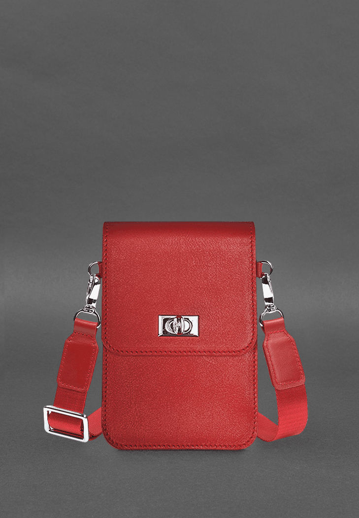 Designer Handcrafted Red Leather Bag for Phone - Leather Purse Backpack