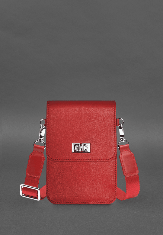 Designer Handcrafted Red Leather Bag for Phone - Leather Purse Backpack
