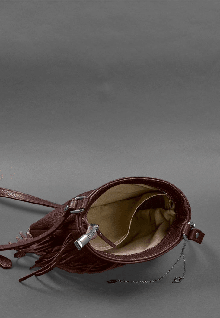 Designer Mini Crossbody Women's Leather Bag with Fringe - Leather Purse Backpack