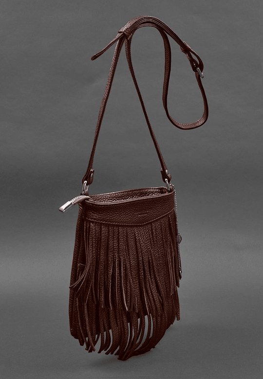Designer Mini Crossbody Women's Leather Bag with Fringe - Leather Purse Backpack