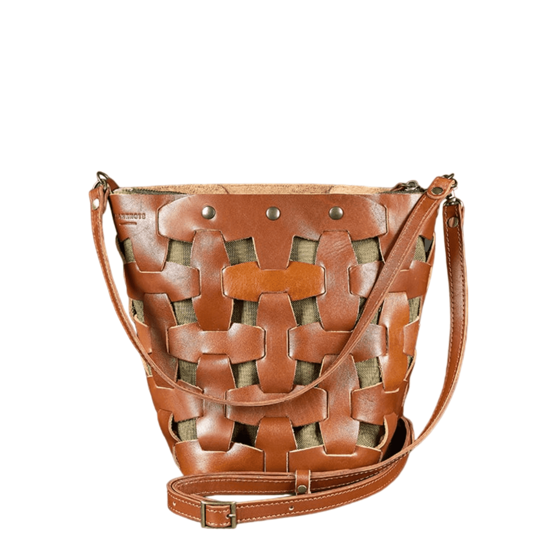 Designer Stylish Women's Leather Braided Puzzle Bag - Leather Purse Backpack