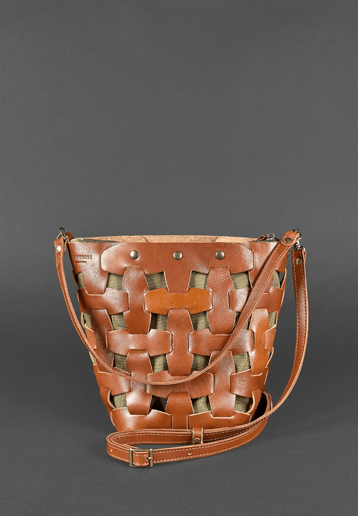 Designer Stylish Women's Leather Braided Puzzle Bag - Leather Purse Backpack