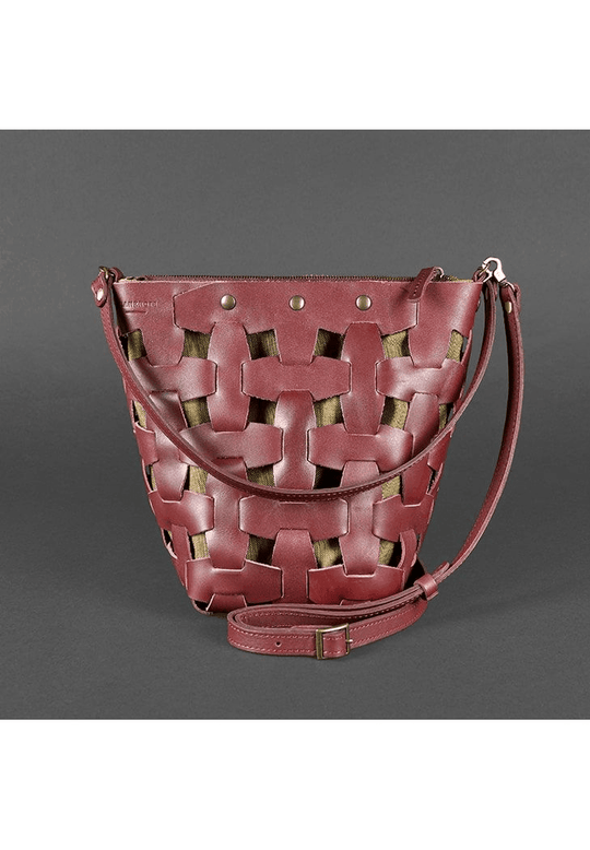 Designer Stylish Women's Leather Braided Puzzle Bag - Leather Purse Backpack